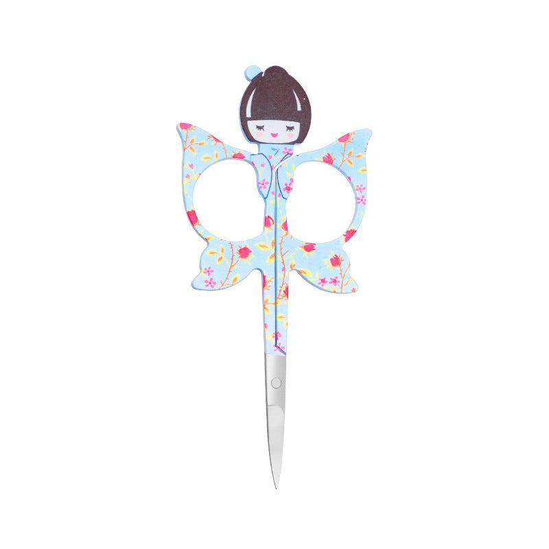 Russian Doll Covered Butterfly Beauty Scissors Stainless Steel Eyebrow Trimming Scissors Pointed Beauty Scissors Cartoon - Image 1